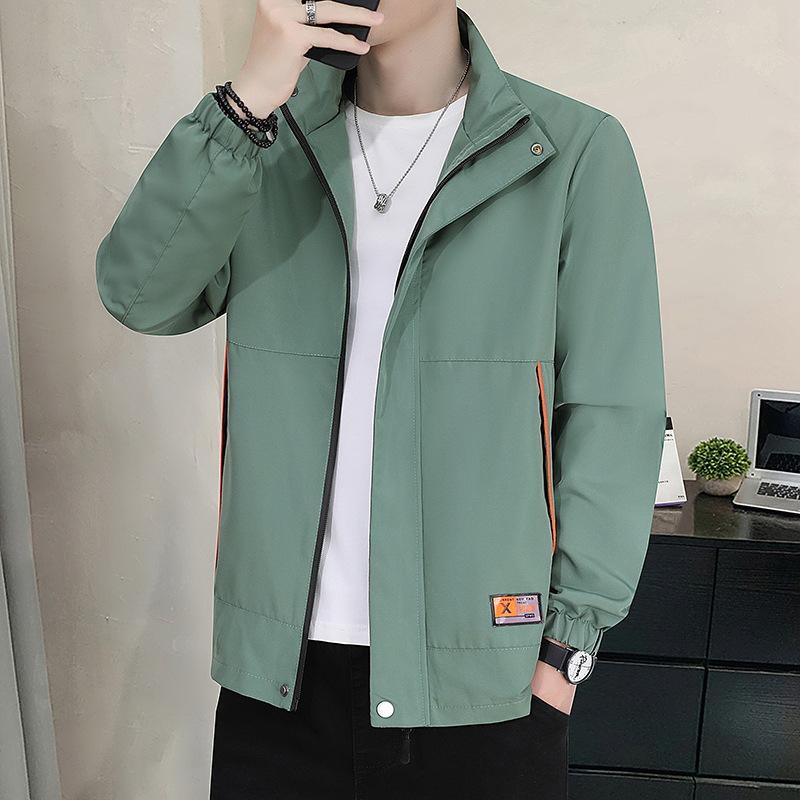 

Новая мужская куртка Весна и Осень Молодежная Модная Верхняя одежда Лацкан Повседневная Рабочая куртка Тонкая 5XL зелёный