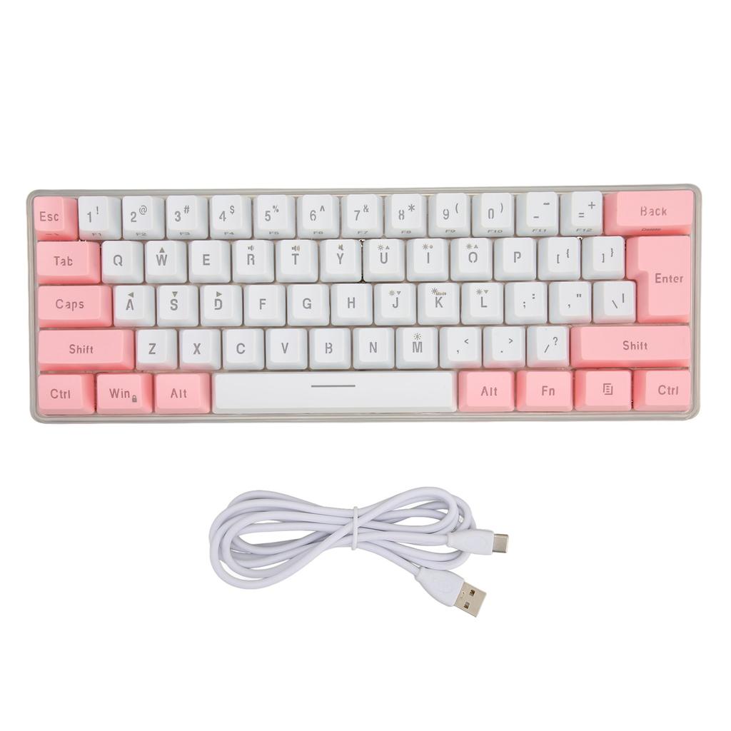 Gaming Keyboard USB 61 Keys Contrast Color RGB Light Key Line Separation Mechanical Wired Keyboard for Office Games