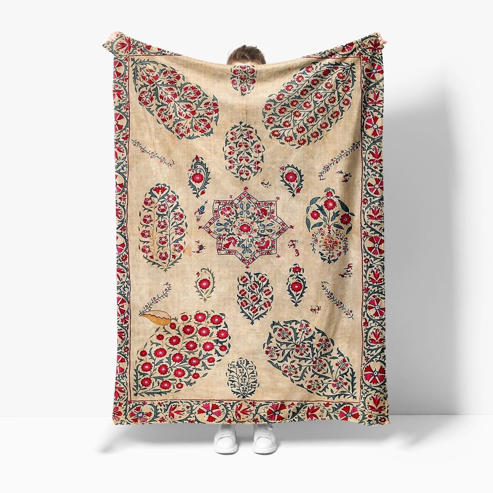 Jmg Household Supplies Unisex Coral Turkish Vintage Ethnic Pattern Cotton Throw Blanket Bed Sofa Decorative Cushion Cover Bedspread