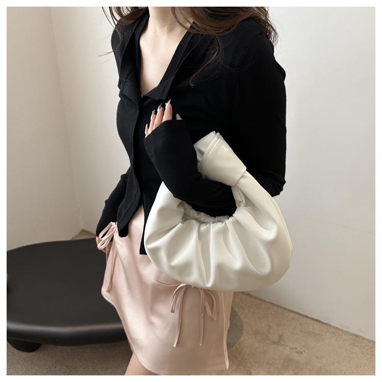 2024 Unique Design: Pleated Women's Versatile Solid Color Handbag - Summer Casual Must-Have