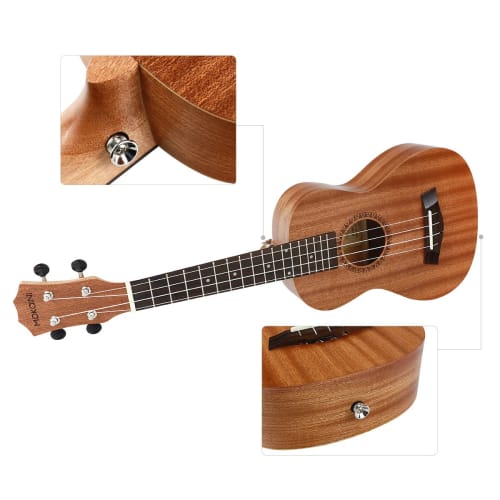 Beginner's Kit: Mokaini Soprano Ukulele, 23-inch, Made of Premium Mahogany. Includes Ukulele Bag, Tuner, Japanese Language Learning Materials, Hanging