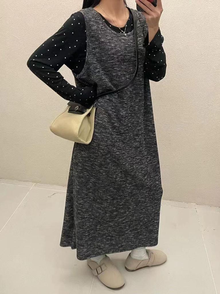 Plus Size Korean Casual Sleeveless Knitted Dress