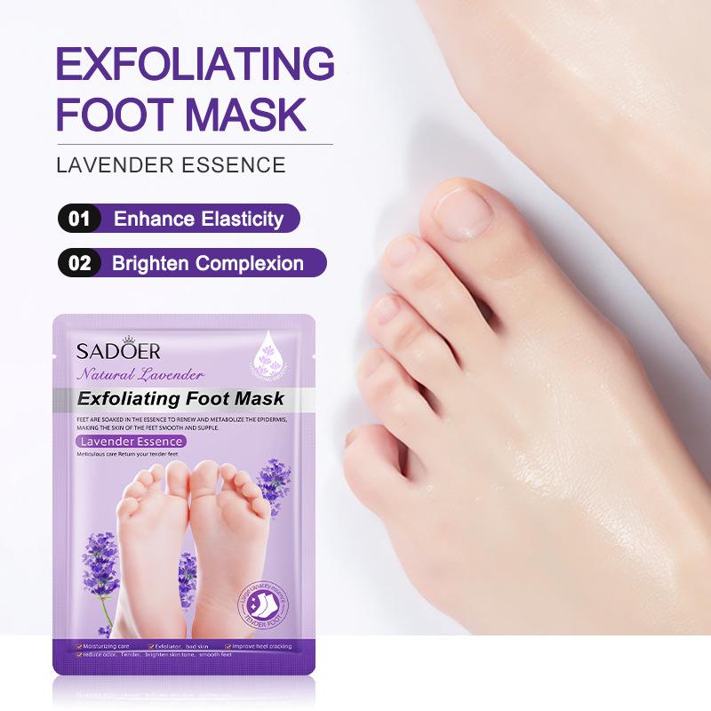 SADOER Goat Milk Niacinamide Lavender Foot Mask Exfoliating Dead Skin Moisturizing Hydrating Foot Care Repair Foot Peel Mask