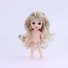 1 Set Nude Doll 3D Simulation Eyes 13 Joint Black Long Hair 1/8 17Cm Doll Plastic Doll Head Toys With Gold Brown Hair Kids Gift