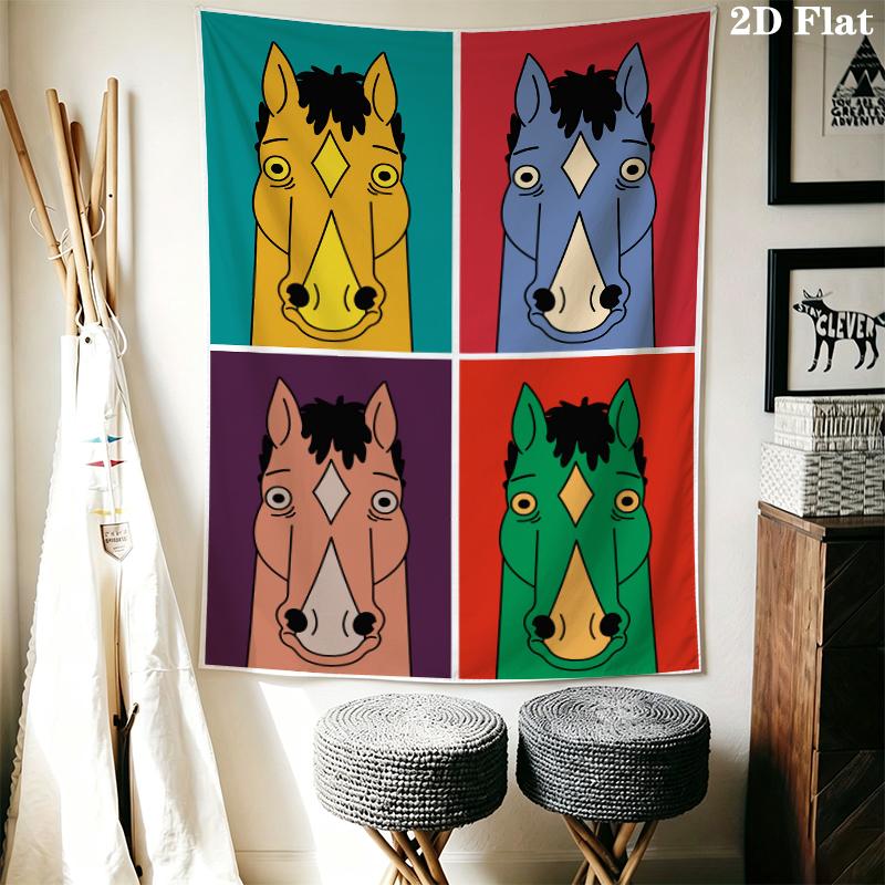 BoJack Horseman Gobelin Ścienny Estetyczny Dekor Ścienny Drukowany Materiał Kocyk Dekoracyjne Gobeliny do Sypialni Salonu Wystrój Domu