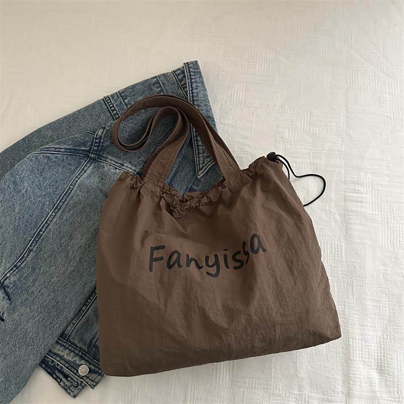 Large Streetwear Summer Canvas Tote Wrinkle Design With Graphic For Teens