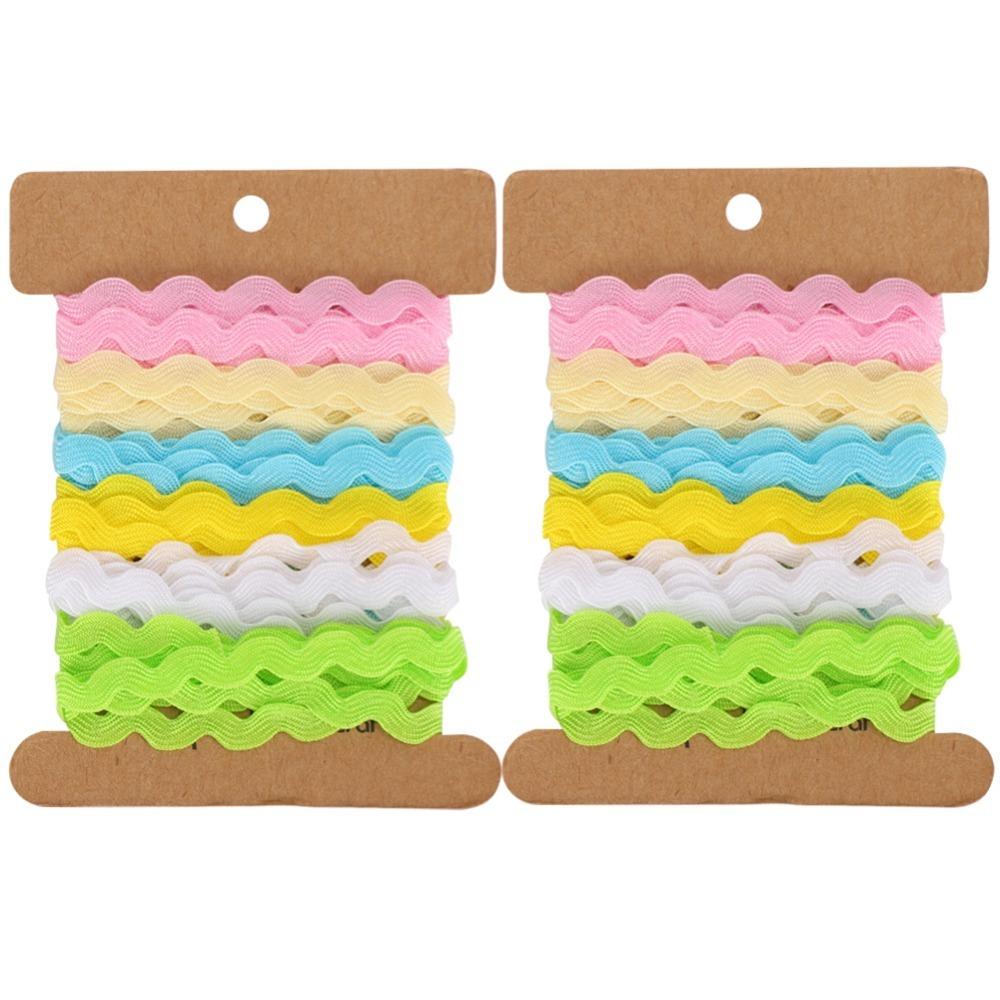 2pcs Versatile 8mm Width Rick Rack Trim Multi-Colors 2 Rolls Zig Zag Ribbon Woven Ribbon Tape For Sewing Projects