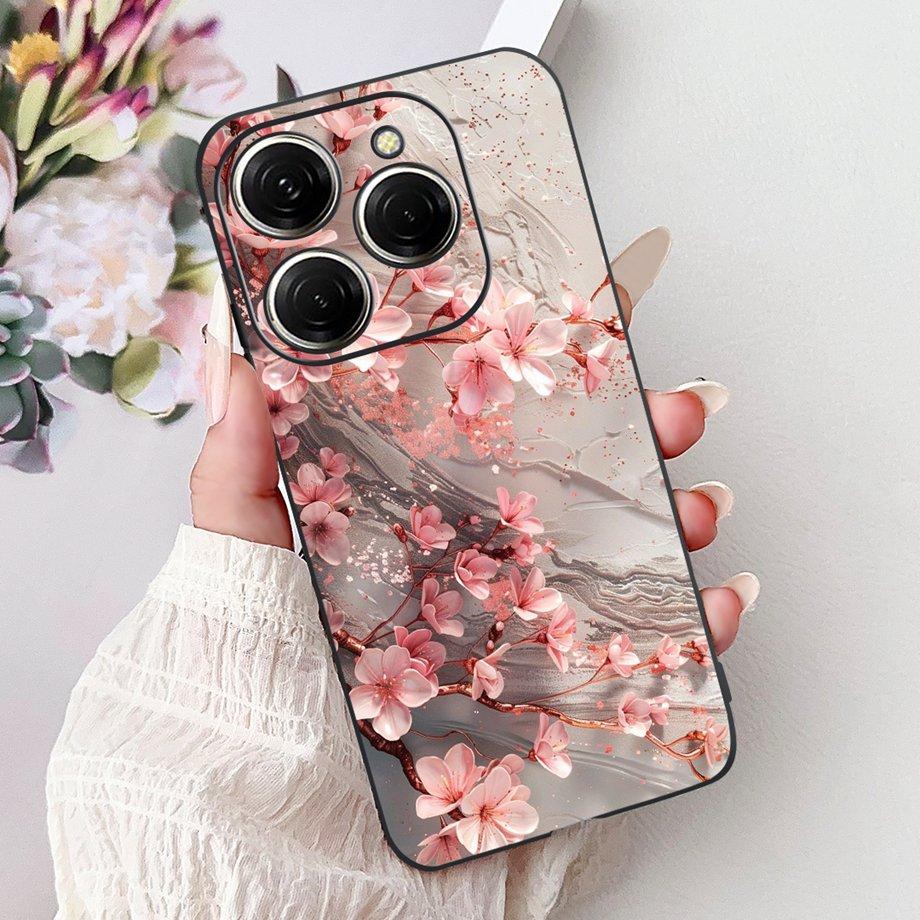 Luxury Matte Silicone Soft Case For Tecno Spark 20 20Pro 20 Pro+ 4G 5G Spark 20C KJ7 KJ6 KJ5 BG7 Capa Flower Loving Heart Cover
