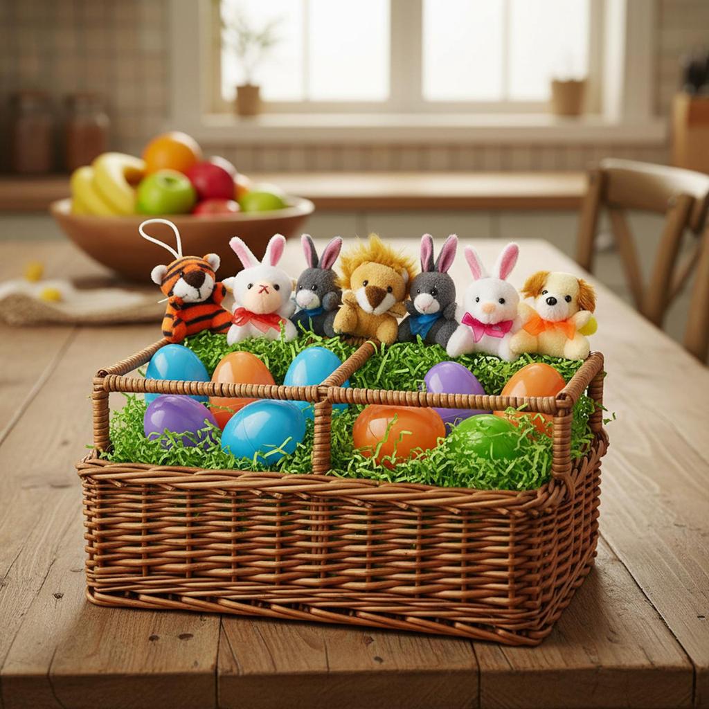 Easter Egg Filled Plush Toy Basket Stuffers for Classroom Prize