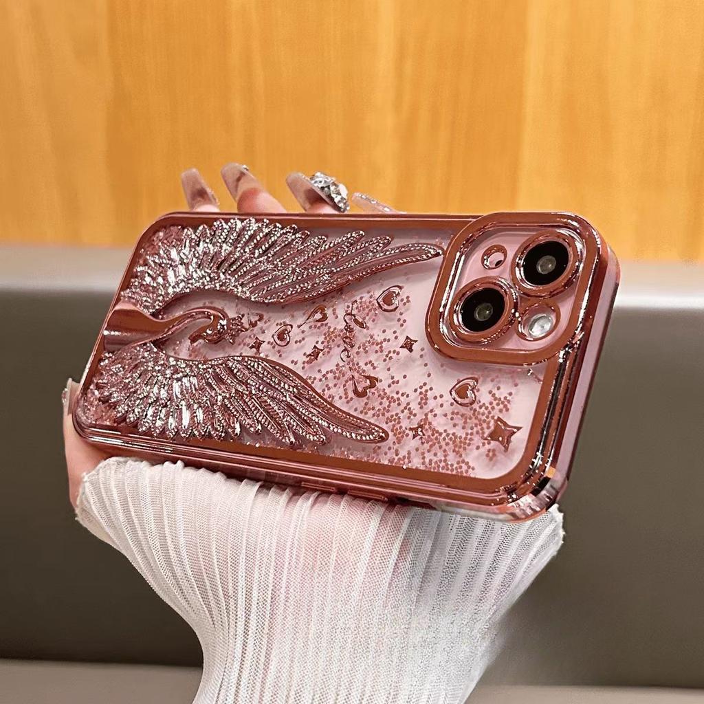 Three-dimensional Swan Quicksand Mobile Phone Case Suitable for IPhone 16pro Protective Case Apple 15max Case 14plus