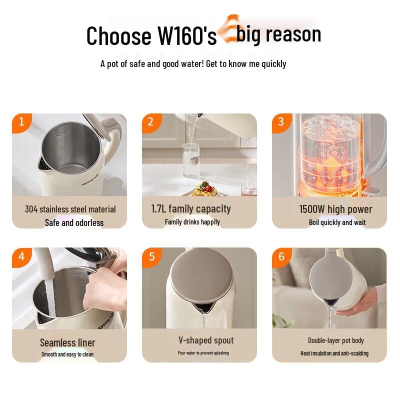 Joyoung K17FD-W160 Electric Kettle CN plug (adapter included)
