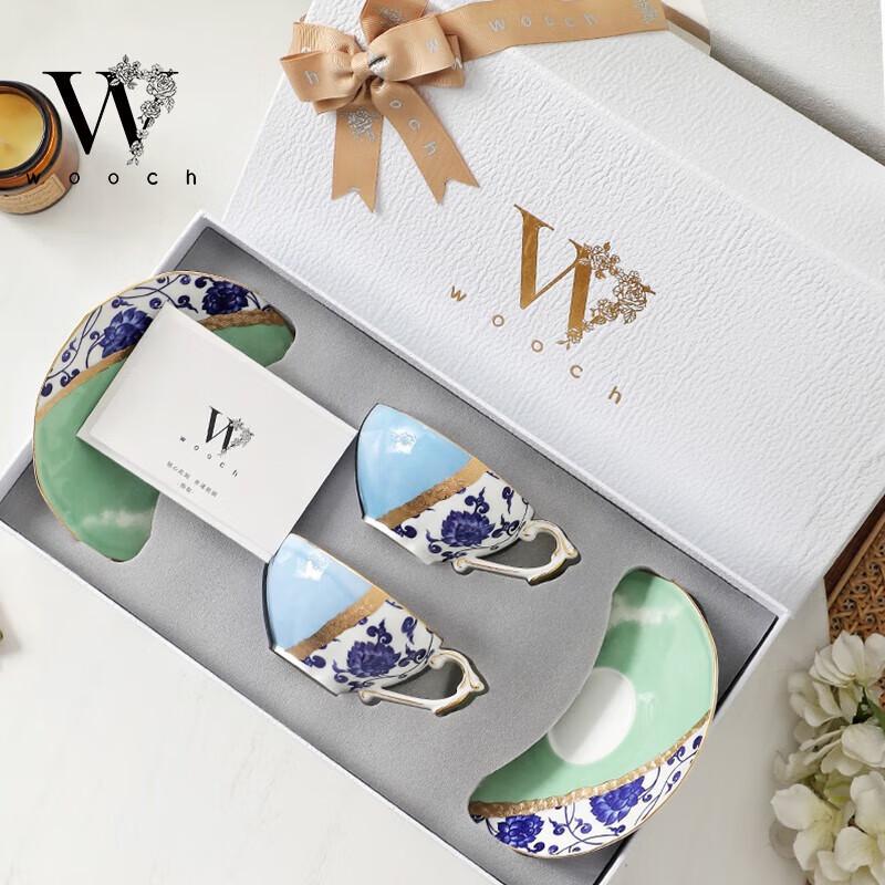 WOOCH Ceramic Couple Cup and Saucer Gift Set