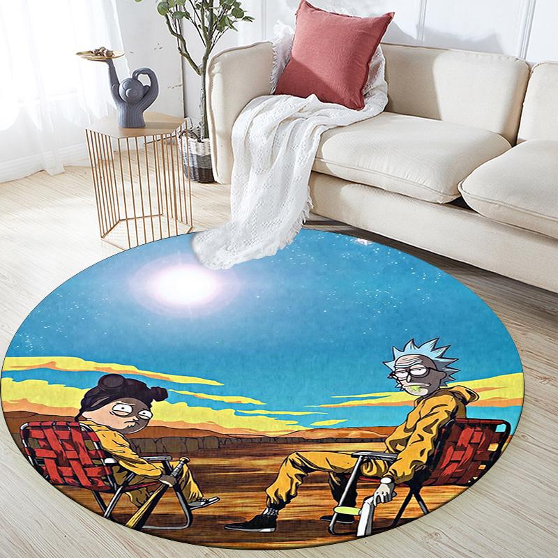 Rick and Morty2 Round Area Rug,Carpet Rug for Living Room Bedroom Sofa Playroom Decor,Non-slip Floor Mat