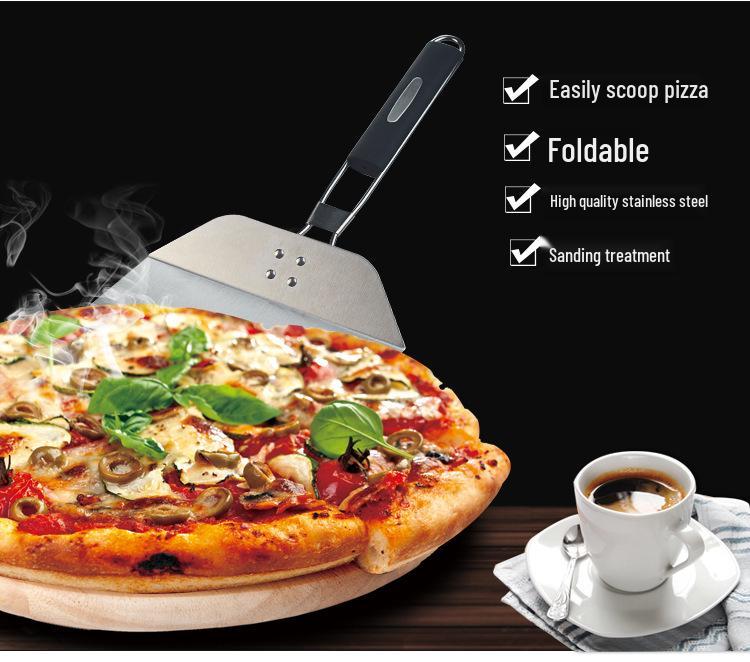 Stainless Steel Folding Pizza Peel & Cake Spatula - Round & Square Baking Tool