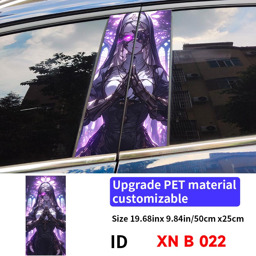 Gothic Nun Sister Car Halloween Sticker Auto B-pillar Car Center Column Decor Cover Scratches Waterproof Vinyl Decal Accessories