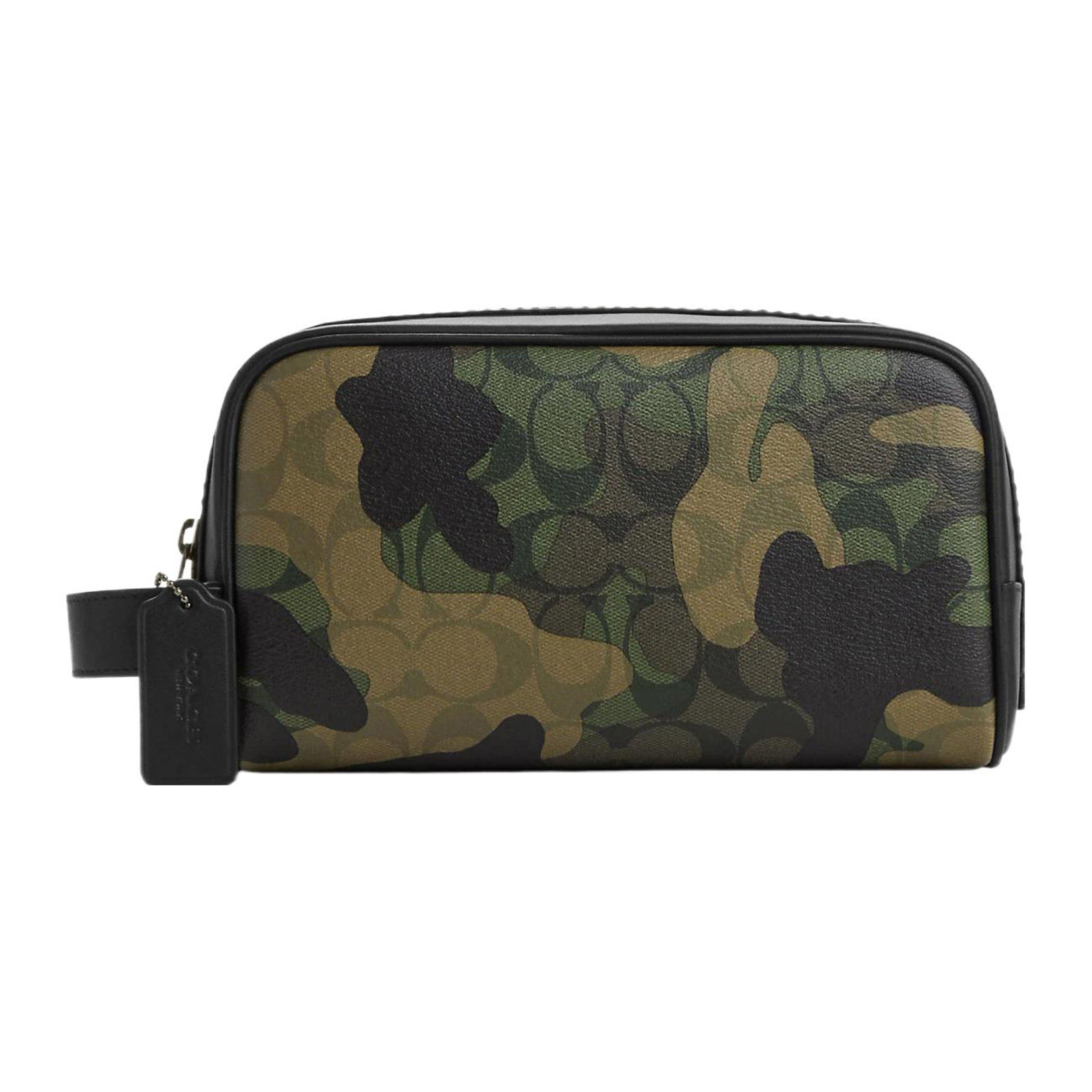

Coach Travel Kit 22 Logo Print Zipper Closure Coated Canvas With Calfskin Clutch Small Men Clutch Camouflage CM034-QBGRU Camouflage