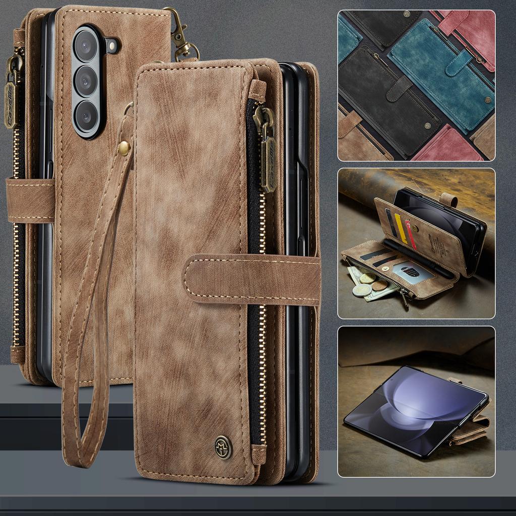 Suitable for Samsung Z Fold5 phone case, S23FE multifunctional card slot phone leather case, A34 flip cover protective case