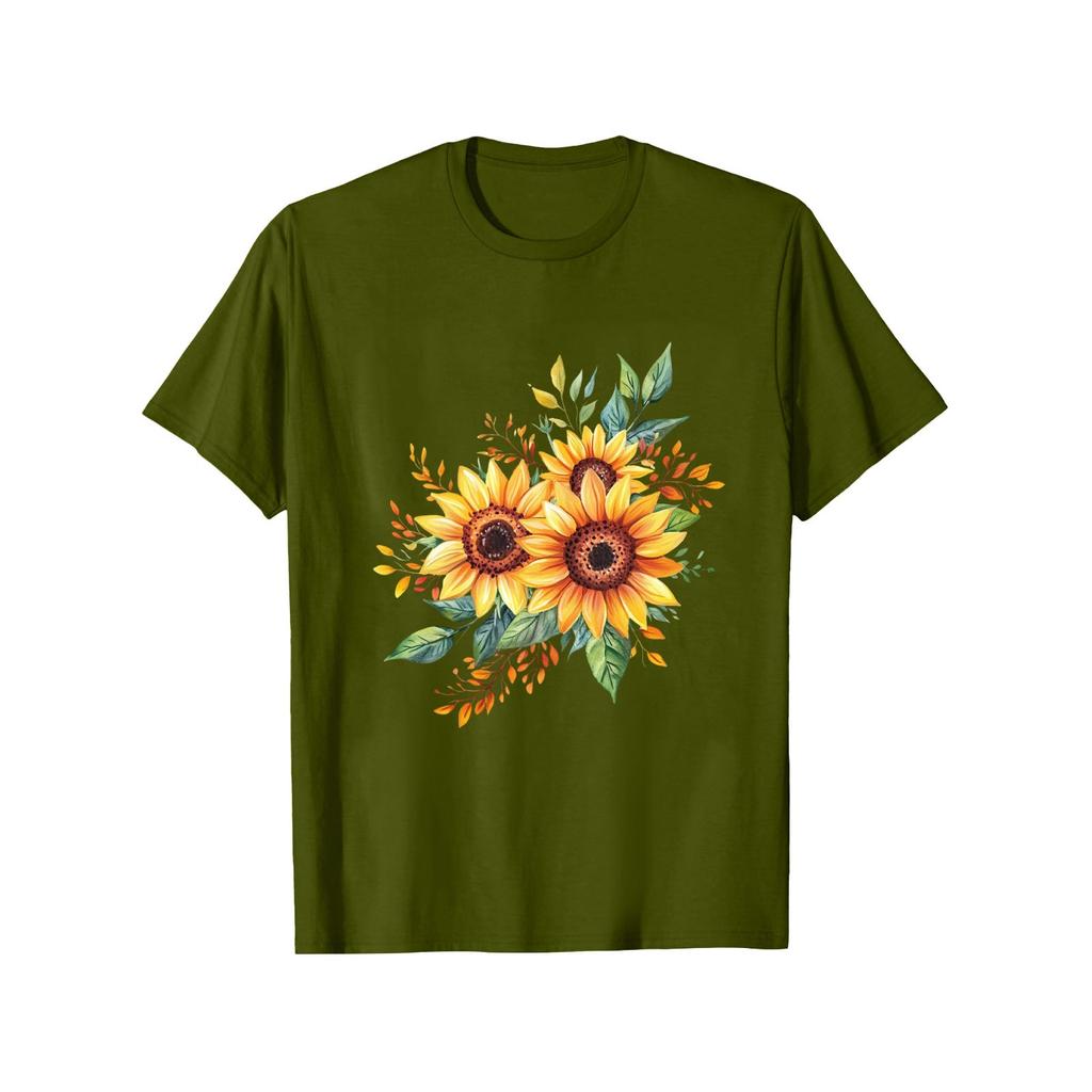 Women Fashion Printed Round Neck Short Sleeve T-Shirt Pullover Top