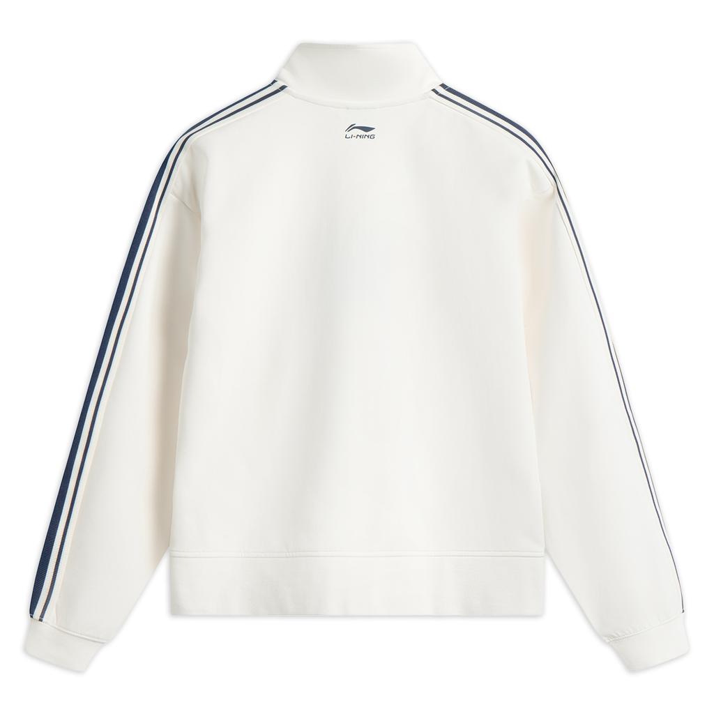 Li-Ning Sports Trend Series Simple Letter Stripe Stand Collar Zipper Loose Versatile Cardigan Sweatshirt Women sweatshirt AWDV930-3