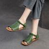 Popular 2025 Summer New Fish Mouth Flat Bottom Retro Sandals British Handmade Velcro Casual Roman Women's Shoes