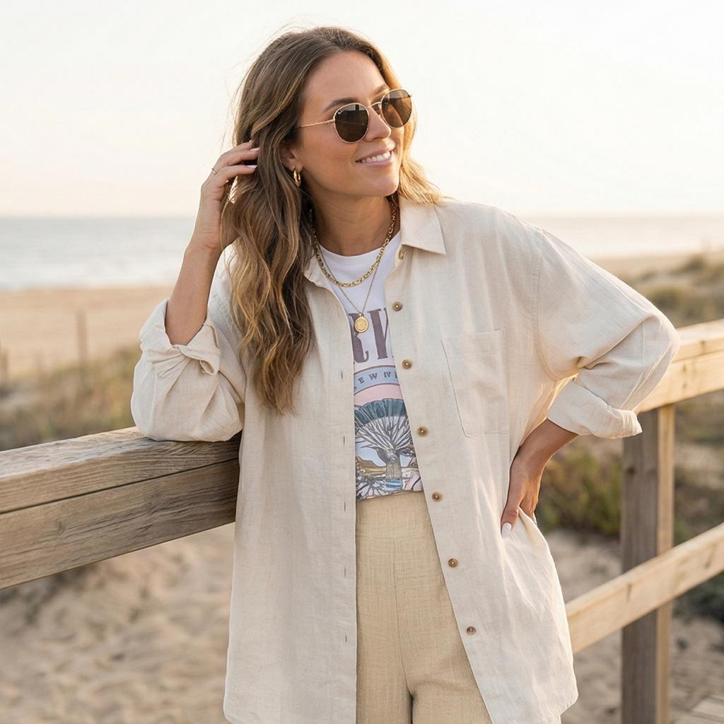 High Waist Wide Leg Pants for Women Elastic Waistband Loose Fit Lightweight Linen Trousers Casual Style
