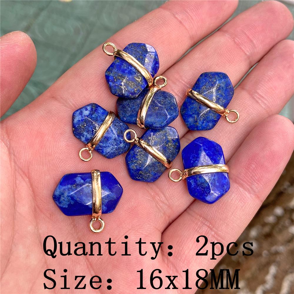 Natural Blue Lapis Lazuli Connector Charms Pendant Stone Warter Drop Teardrop Heart Pendants Charm For Jewelry Making Necklaces