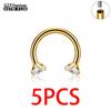 1/5/50Pcs G23 Titanium ASTM-F136 Piercings Nose Ring Internal Thread C Rod Zircon Body Jewelry For Women