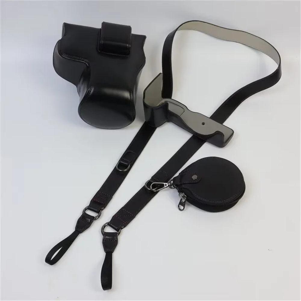 

Luxury Version PU Leather Camera Bag Case For Canon EOS R8 EOSR8 24-50mm Lens Battery Open Full Body Cover With Strap