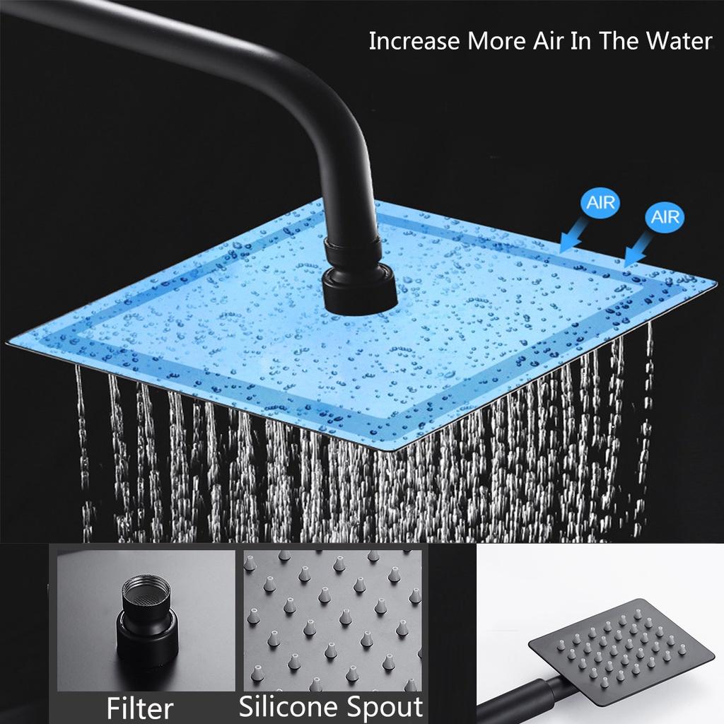 3-way Shower Mixer Tap Bathtub Shower Mixer Bathroom Shower Faucet Matte Black Wall Mount Rainfall Shower Mixer Tap Kit New