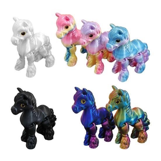 3D-gedrucktes Pferd Fidget Toy Pony-Figur mit beweglichen Gelenken Pädagogische Tierstatue Modell Schreibtischdekoration Ornament