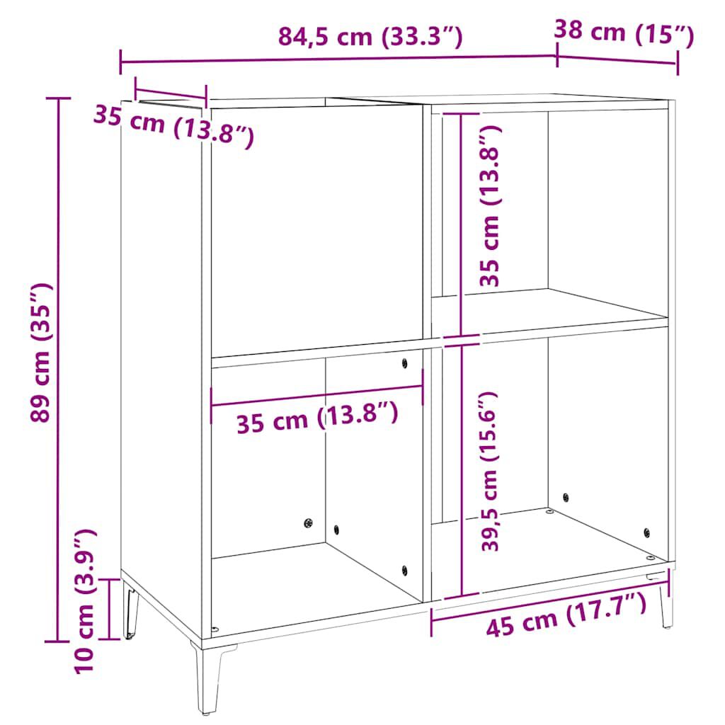 Minimalistischer klassischer CD-Schrank, Zeitschriften- und Bücherregal, Vasen-Dekorationsvitrine, 84,5 x 38 x 89 cm