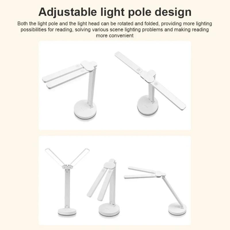 LED Desk Lamp 3 Levels Dimmable Touch Night Light USB Rechargeable Eye Protection Foldable Table Lamp For Bedroom Bedside Readin