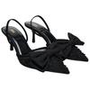 Zara Nylon Elegant Open-Back Stiletto Heels 7cm Women heels Black 12257410800