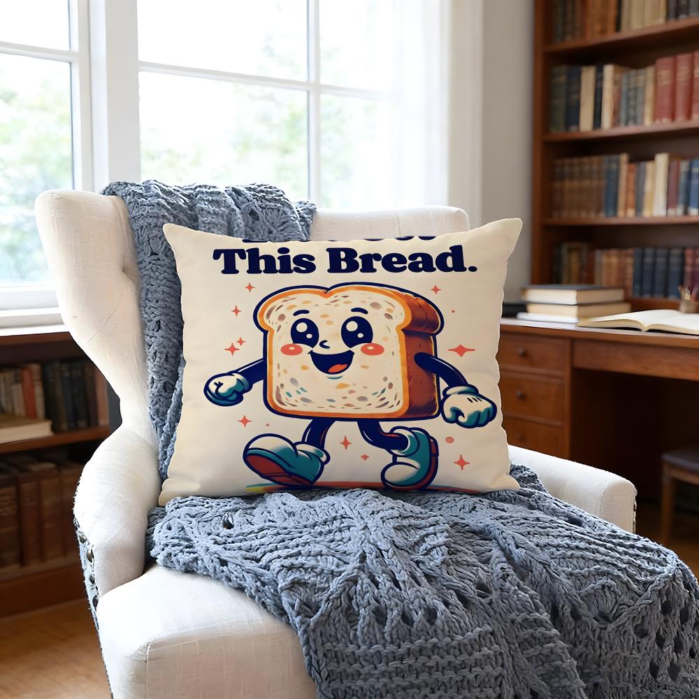 CreativeIdea Toast Cushion Cover Anti-Dust Mite Short Plush Pillowcase - Invisible Zipper Silky Soft Sofa Cushion Cover
