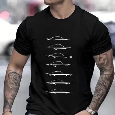 T-shirt Homme Design Voiture de Course Automobile T-shirt Été Classique Décontracté Mode Sport Fitness Col O Manches Courtes T-shirts Confortables