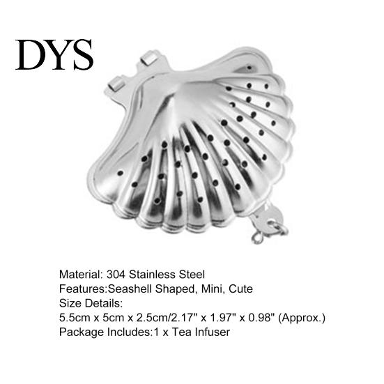 Tea Filter Infuser with Hook Reusable Stainless Steel Cute Ball Strainer Seashell Shaped Loose Teapot Accessories Herbal