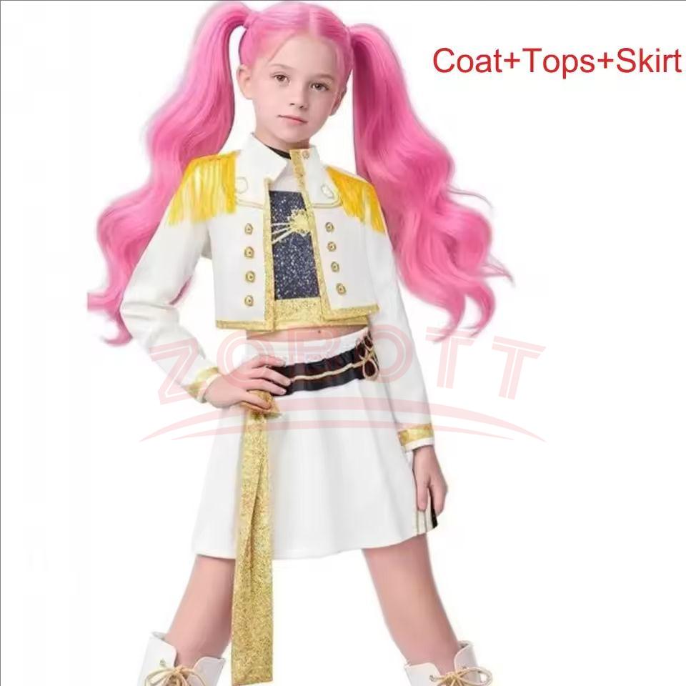 Kids K-pop Rumi Zoey Mira Cosplay Huntrix Costume 3D Print Demon Hunters Mira Stage Costumes Child Halloween Party Clolthes Set