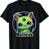 Cute Alien Cat Belive In UFO Kawaii T-Shirt