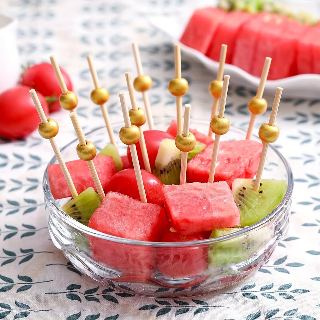 Elegant 100-Piece Bamboo Cocktail Picks - Perfect for Appetizers, Fruit Skewers, and Party Decorations