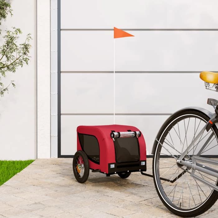 VidaXL Remorque de Vélo pour Animaux de Compagnie, Chariot à Vélo pour Chien avec Roues, Poussette de Chien, Rouge et Noir 93992