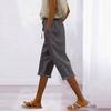 Women’s Linen Cropped Wide Leg Pants with Elastic Waistband and Drawstring Loose Fit Lightweight Trousers for Casual Wear