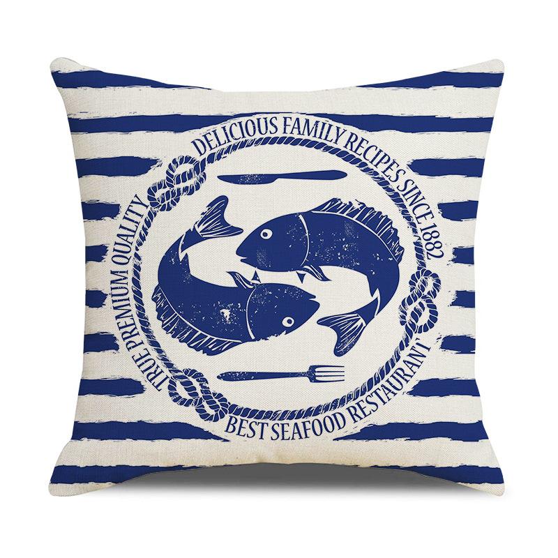 Nordic Nautical Blue Striped Pillow Marine Linen Cushion Cover New Home Soft Accessories