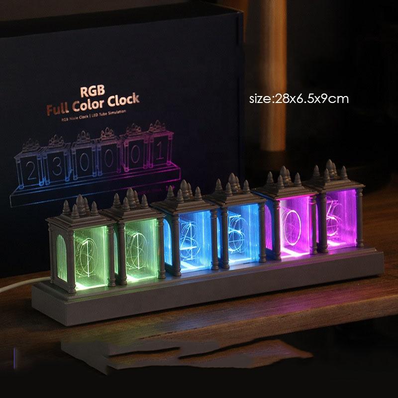 Customize Your Message with LED Nightlight Pseudo Glow Tube Digital Output Antique Table Clock