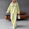Europe, America, Cross-border, Women's Clothing 2025 New Fashion Casual Suit Printed Long-sleeved Sweater Zipper Trousers Two-piece Set