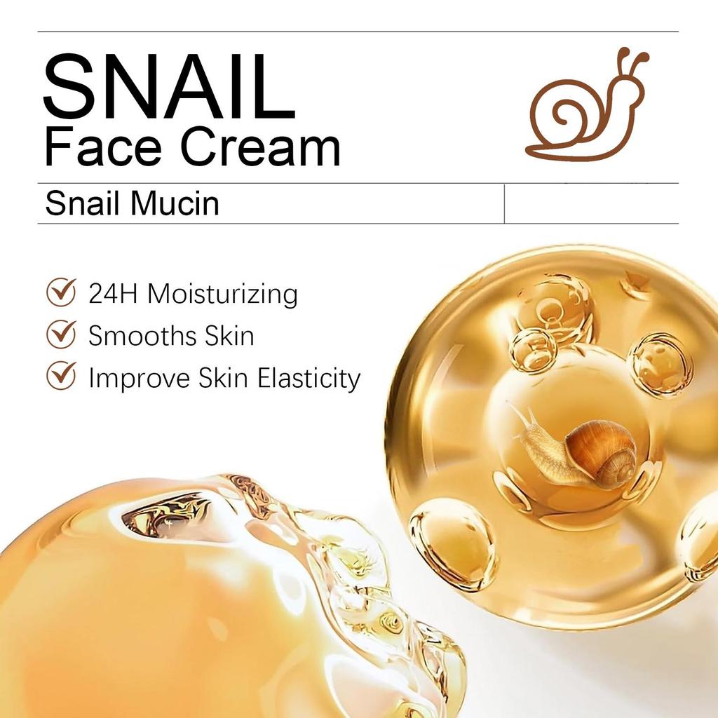 Snail Face Cream-24H Moisturize Skin-Firming Skin, Reduce Wrinkles-Suitable for All Skin Types, 50ml