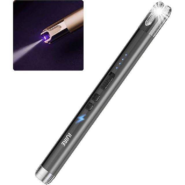 

Электрическая зажигалка для свечей с фонариком, перезаряжаемая через USB-C, дуговая зажигалка для свечей, ветрозащитная, плазменная, для кемпинга, BBQ-плиты, домашнего экстренного использования, с защитой 1 Pack - Black