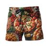 Summer 3D Fast Food Burger Print Shorts Fashionable Casual Hawaiian Beach Men's Shorts