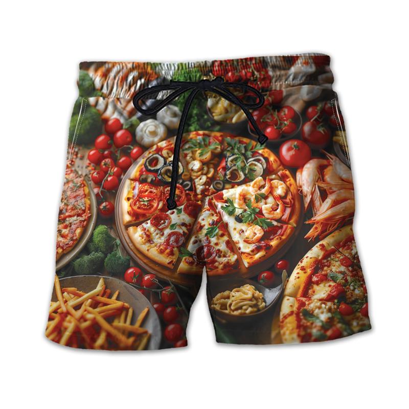 

Summer 3D Fast Food Burger Print Shorts Fashionable Casual Hawaiian Beach Men s Shorts 6XL