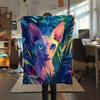 Sphynx Cat In the Grass  Print Flannel Blanket, High Quality Comfortable for All Seasons, Home Decor, Warmth and Comfort