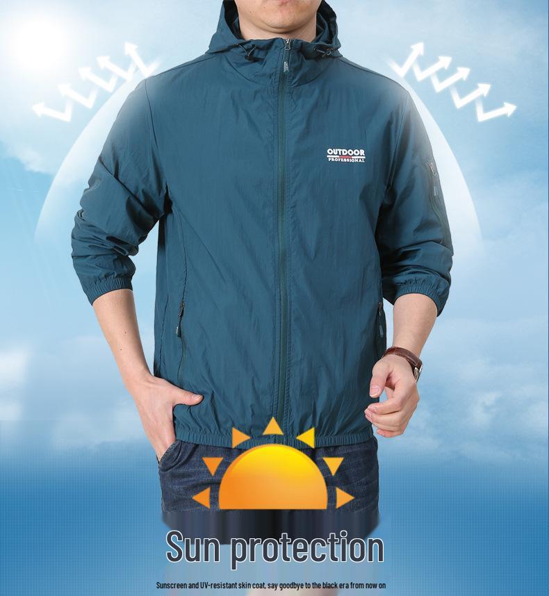 Men's Summer UV-Protection Quick-Dry Hooded Windbreaker – Lightweight, Breathable Fishing Jacket